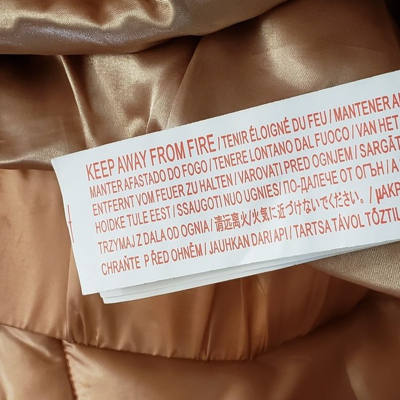 MinkPink Hooded Puffer Jacket Women XS Full Zip Long Sleeve Pockets Gold - Picture 15 of 15